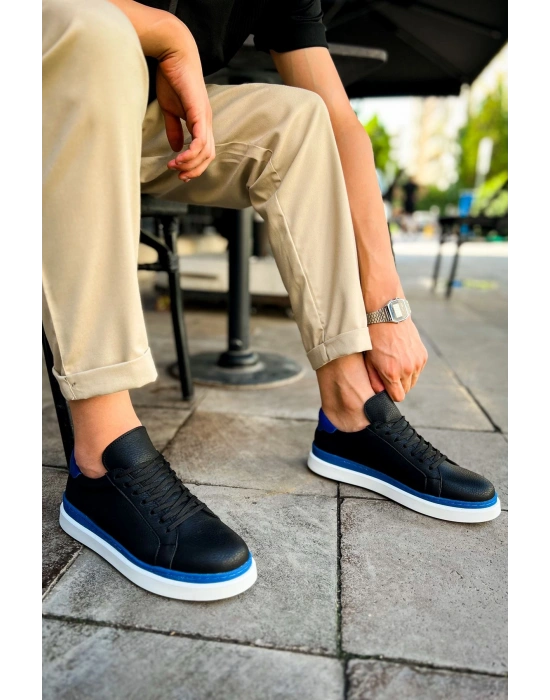 CH979 - Santoni GBT Spor Erkek Ayakkabı SIYAH/MAVI