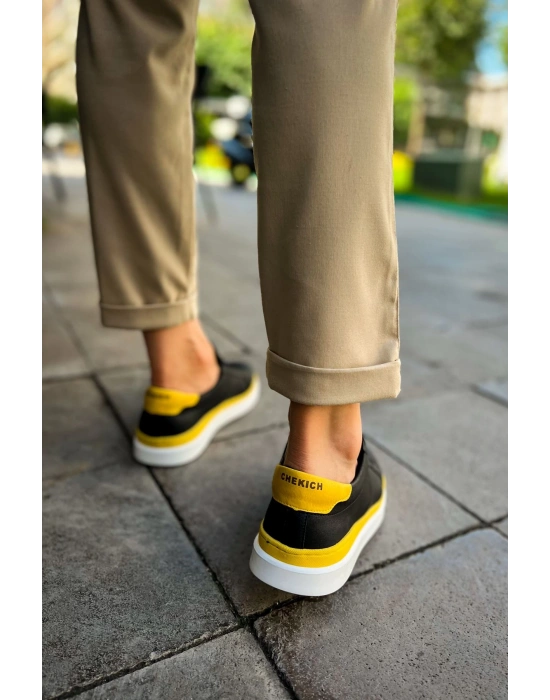 Ch979 Santoni Gbt Spor Erkek Ayakkabı Siyah/sari Erkek Spor Ayakkabı