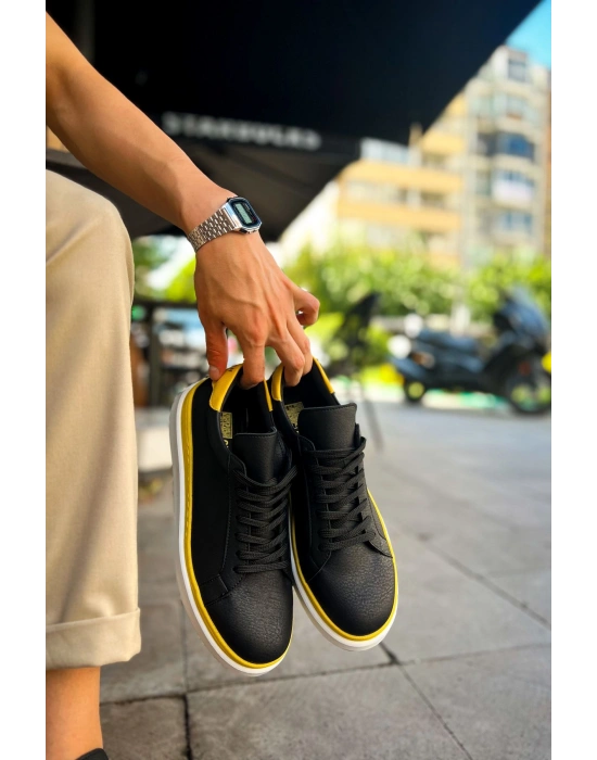 CH979 - Santoni GBT Spor Erkek Ayakkabı SIYAH/SARI