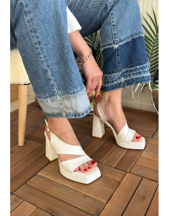 Cica Beyaz Cilt Kadın Topuklu Ayakkabı