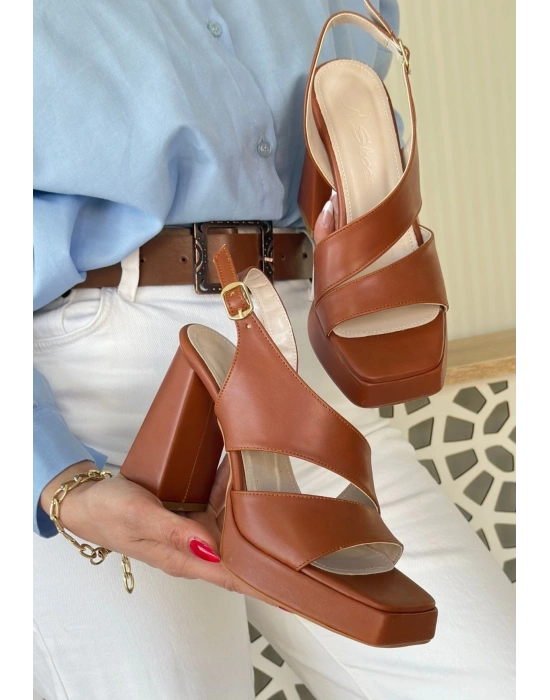 Cica Taba Cilt Kadın Topuklu Ayakkabı