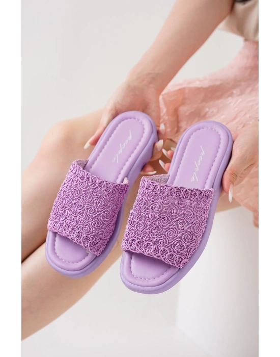 Claris Lila Örgü Kadın Terlik