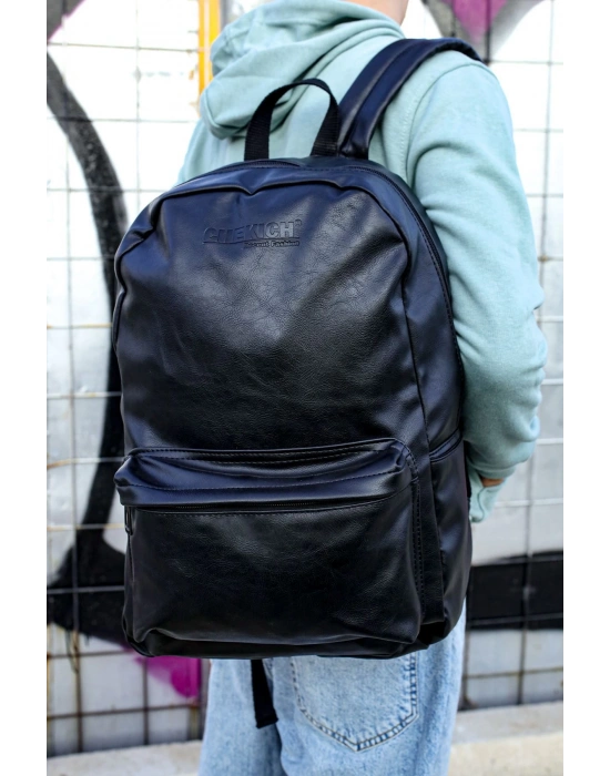 CNT006 Cilt Deri Erkek Sırt Çantası SIYAH