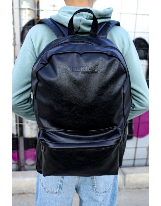 CNT006 Cilt Deri Erkek Sırt Çantası SIYAH