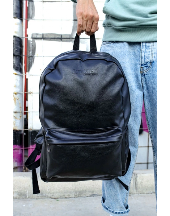 CNT006 Cilt Deri Erkek Sırt Çantası SIYAH