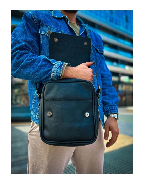 CNT009 Cilt Deri Erkek Yan Omuz Çantası SIYAH