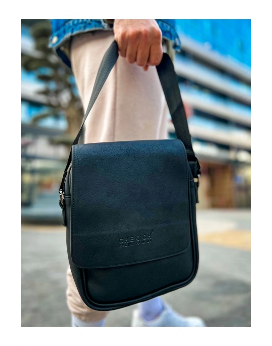 CNT009 Cilt Deri Erkek Yan Omuz Çantası SIYAH