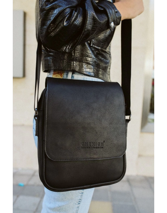 CNT009 Cilt Deri Kadın Yan Omuz Çantası SIYAH