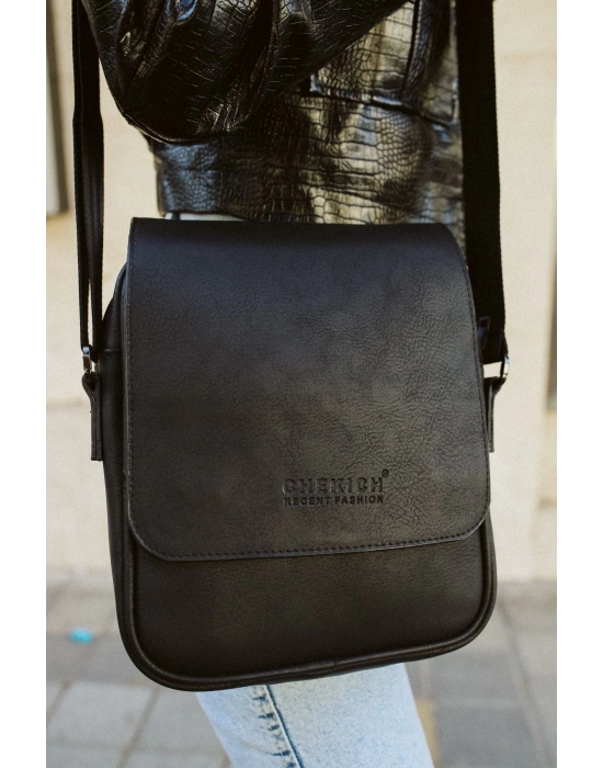 CNT009 Cilt Deri Kadın Yan Omuz Çantası SIYAH