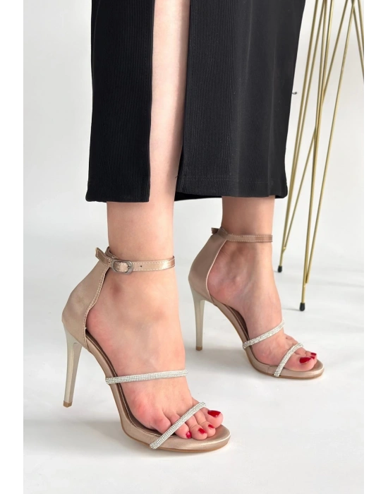 Colly Vizon Saten Kadın Topuklu Ayakkabı