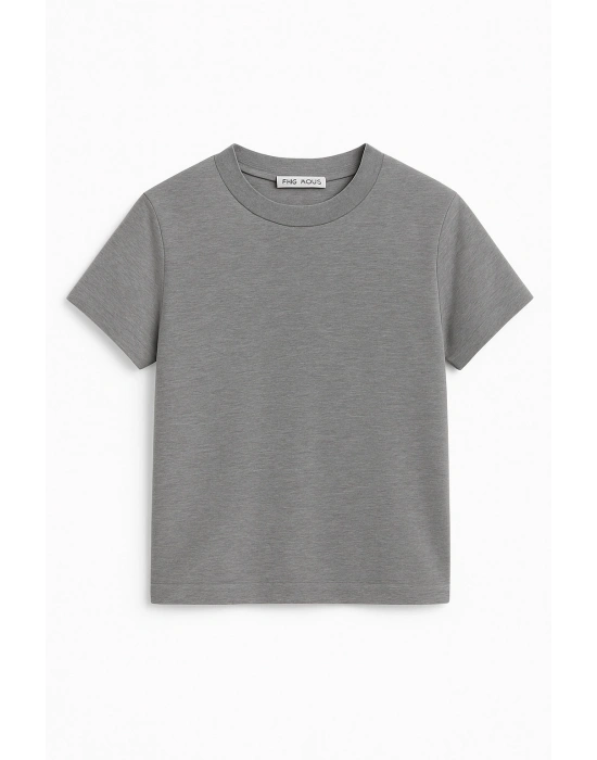 Crop Kısakollu Body Gri Renk