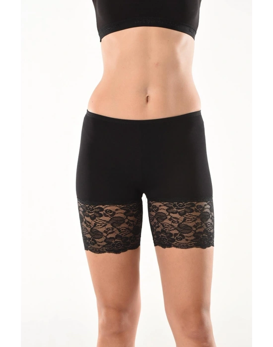 Derya Kurşun Dantelli Kısa Kadın Şort Tayt 496