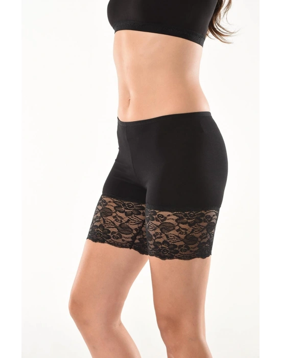 Derya Kurşun Dantelli Kısa Kadın Şort Tayt 496