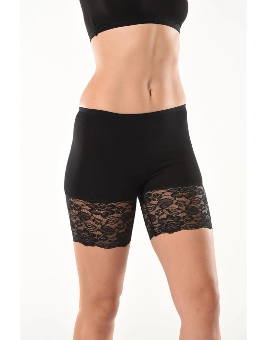 Derya Kurşun Dantelli Kısa Kadın Şort Tayt 496