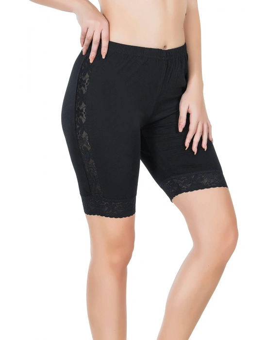 Derya Kurşun Dantelli Uzun Kadın Şort 418
