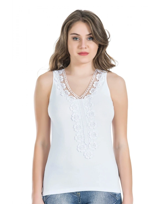 Derya Kurşun Güpürlü Sıfır Kol Kadın Atlet 155