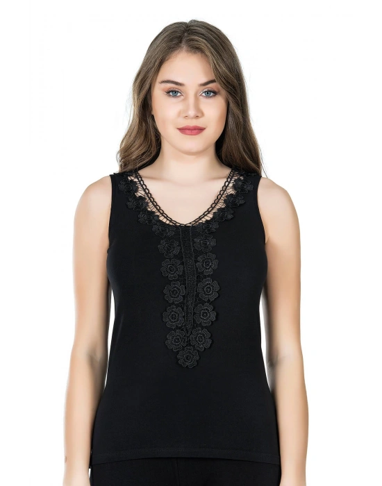 Derya Kurşun Güpürlü Sıfır Kol Kadın Atlet 155