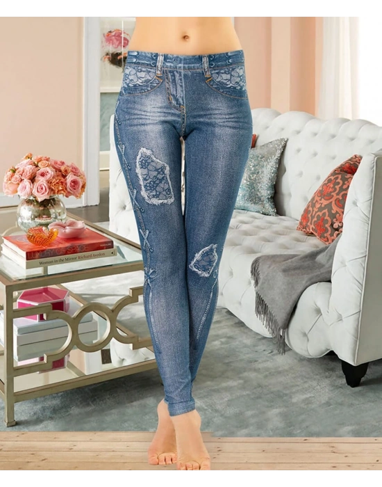 Derya Kurşun Kot Görünümlü Kadın Tayt 438-2