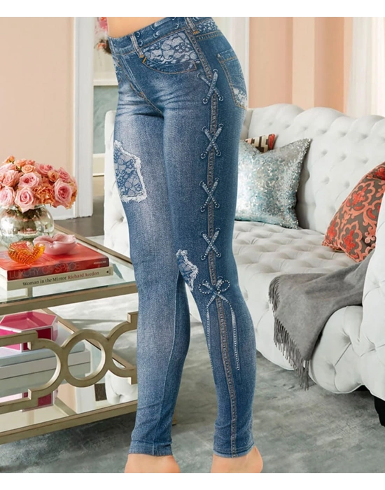 Derya Kurşun Kot Görünümlü Kadın Tayt 438-2