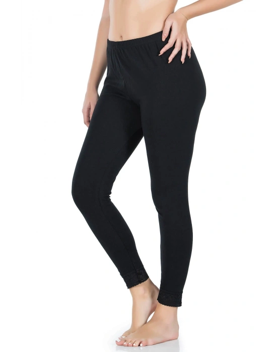 Derya Kurşun Paça Dantelli Uzun Kadın Tayt 413