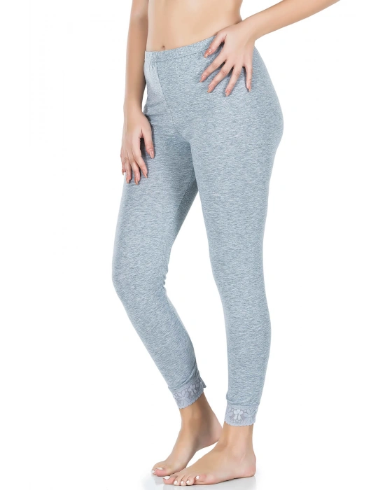 Derya Kurşun Paçası Dantelli Kadın Tayt 422