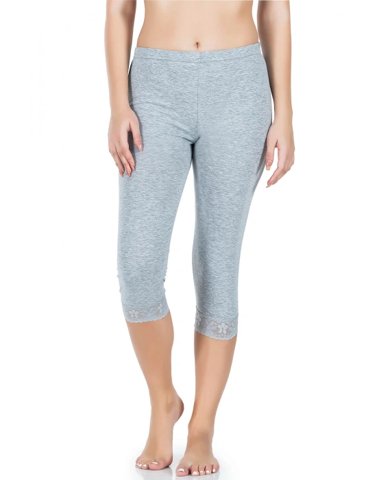 Derya Kurşun Paçası Dantelli Kısa Kadın Tayt 414