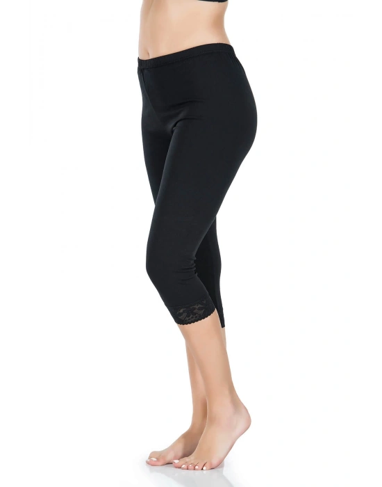 Derya Kurşun Paçası Dantelli Kısa Kadın Tayt 421