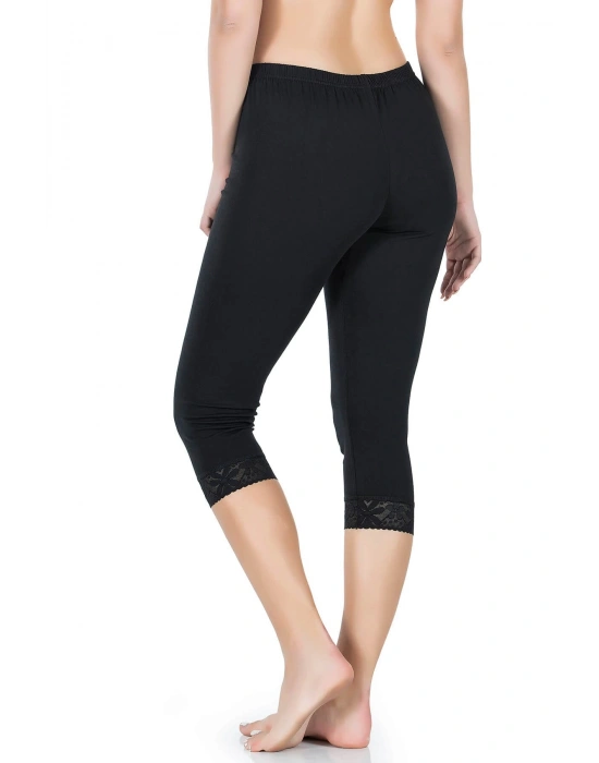 Derya Kurşun Paçası Dantelli Kısa Kadın Tayt 421