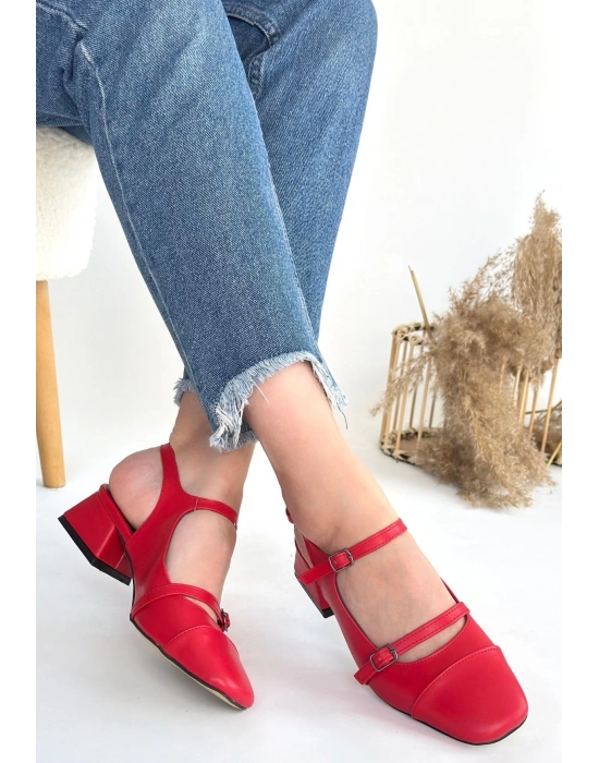 Doran Kırmızı Cilt Topuklu Ayakkabı