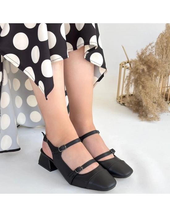 Doran Siyah Cilt Kadın Topuklu Ayakkabı