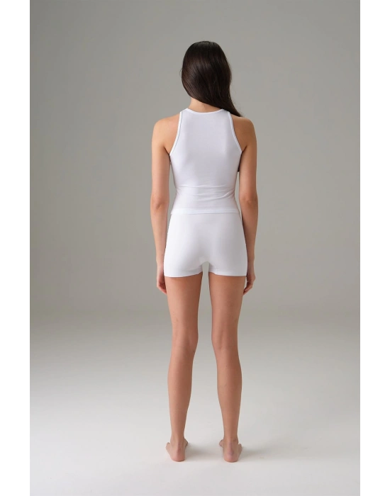 Doreanse Kadın Halter File Yaka Atlet Beyaz 9401