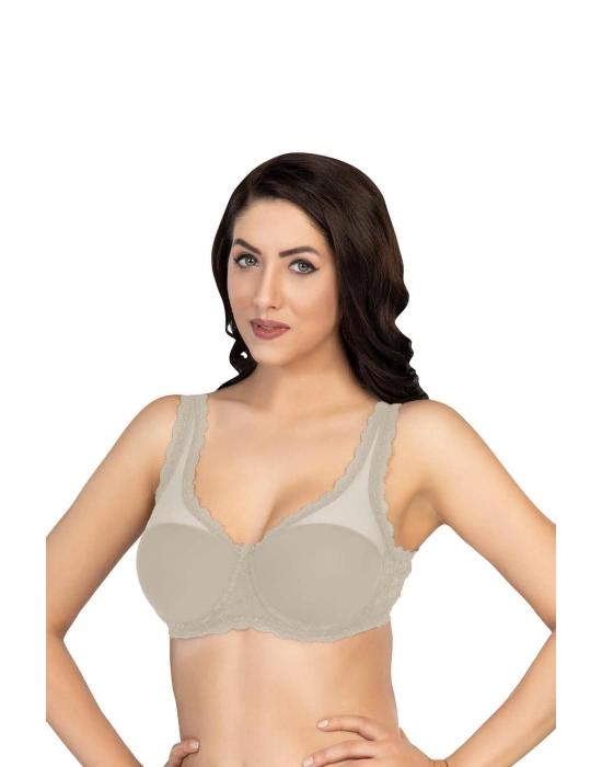 EKRU MI Emay 172 B PEDLİ DANTELLİ BALENLİ MİNİMAZER SÜTYEN