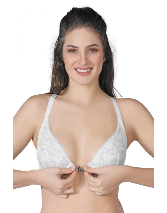 EKRU MI Emay 187 B Önden Açılır Balenli Sporcu Sütyen