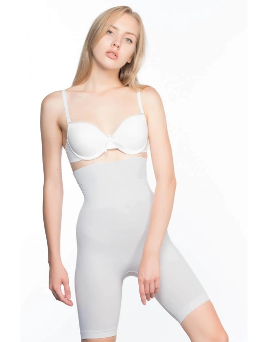 EKRU MI Emay 2074 Yüksek Bel Desenli Double Uzun Paça Korse