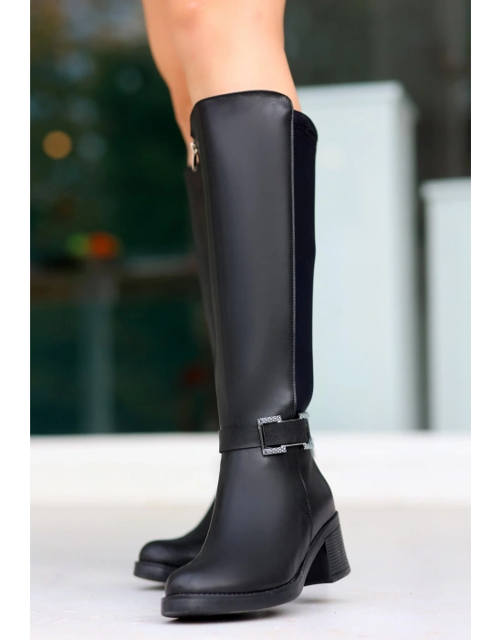 Emrat Siyah Cilt Topuklu Çizme
