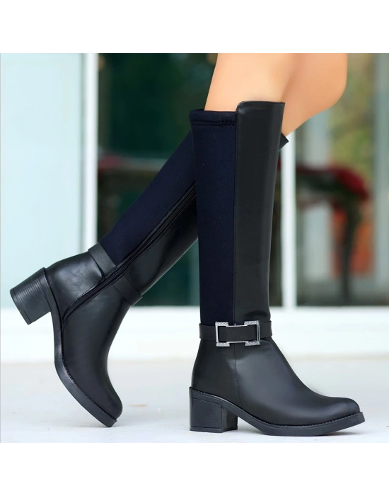 Emrat Siyah Cilt Topuklu Çizme