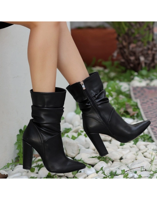 Erita Siyah Cilt Topuklu Çizme