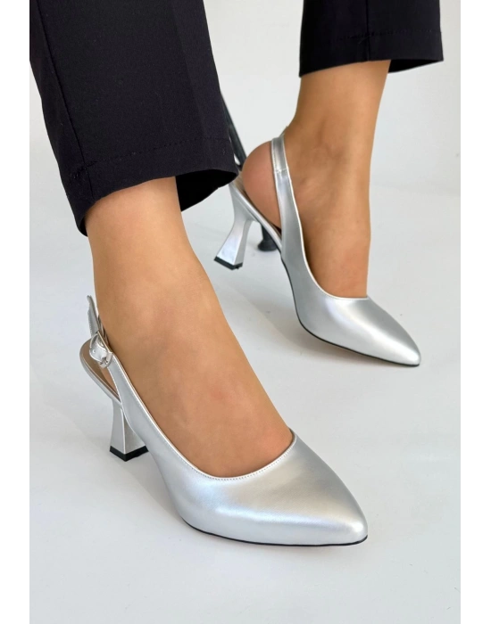 Ester Gri Cilt Kadın Topuklu Ayakkabı