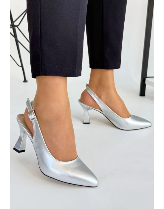 Ester Gri Cilt Kadın Topuklu Ayakkabı