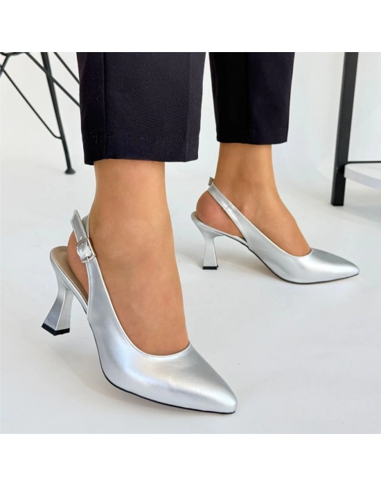 Ester Gri Cilt Kadın Topuklu Ayakkabı