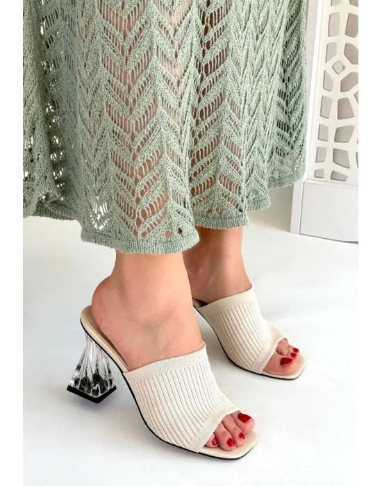 Evra Ten Triko Topuklu Kadın Terlik