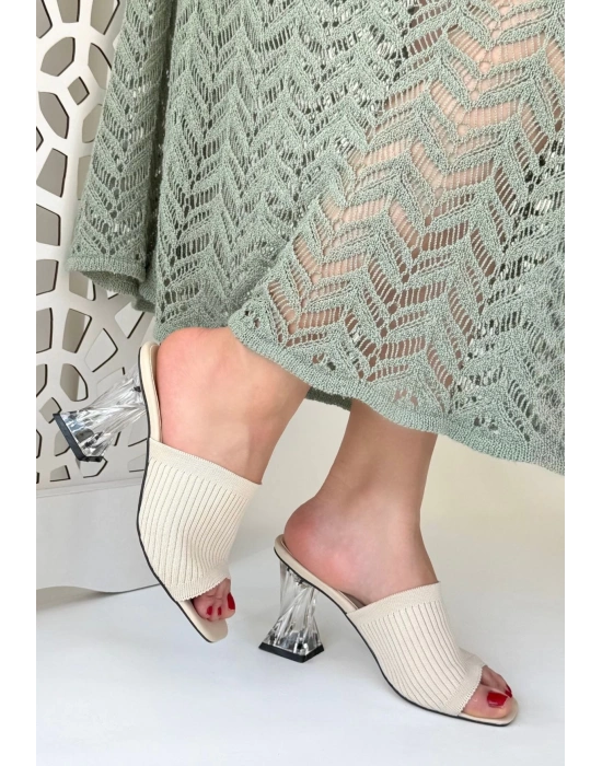 Evra Ten Triko Topuklu Kadın Terlik