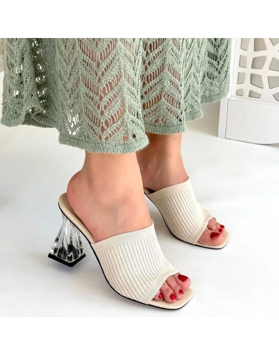 Evra Ten Triko Topuklu Kadın Terlik