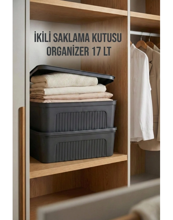 Füme 2Li 17 LT Ünit Saklama Kutusu & Çok Amaçlı Ev Ve Gardırop Düzenleyici Organizer