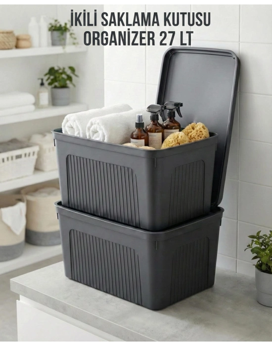 Füme 2Li 27 LT Ünit Saklama Kutusu & Çok Amaçlı Banyo Ve Ev Düzenleyici Organizer