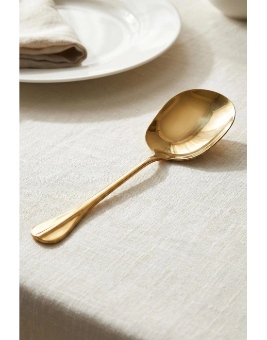 Gold Büyük Boy Paslanmaz Çelik Servis Kaşığı & Profesyonel Sunum Gereci 25 cm