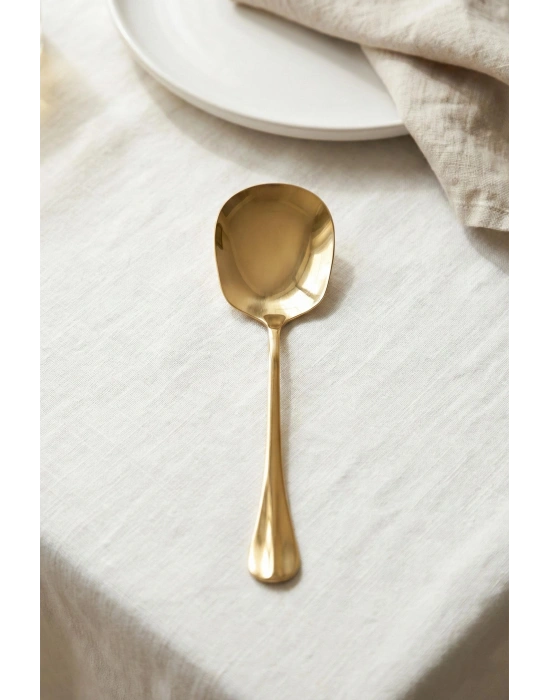 Gold Büyük Boy Paslanmaz Çelik Servis Kaşığı & Profesyonel Sunum Gereci 25 cm