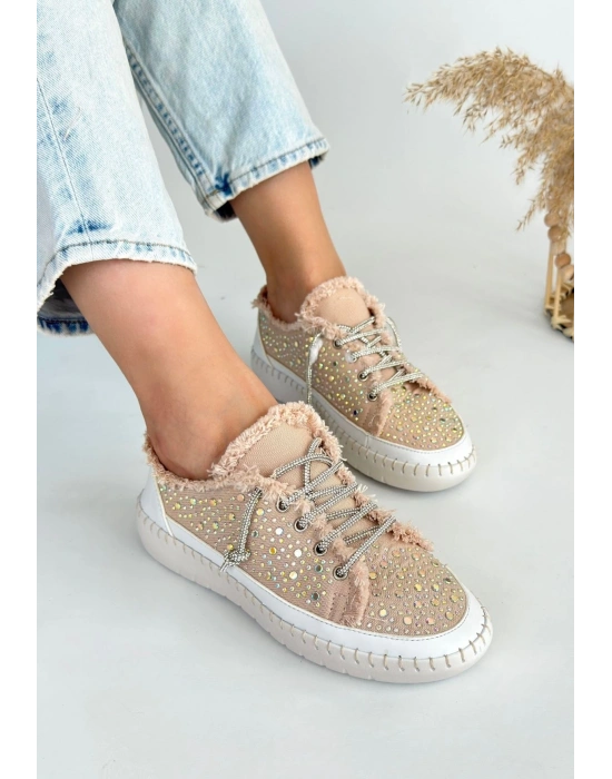 Guji Bej Kot Bağcıklı Kadın Spor Ayakkabı