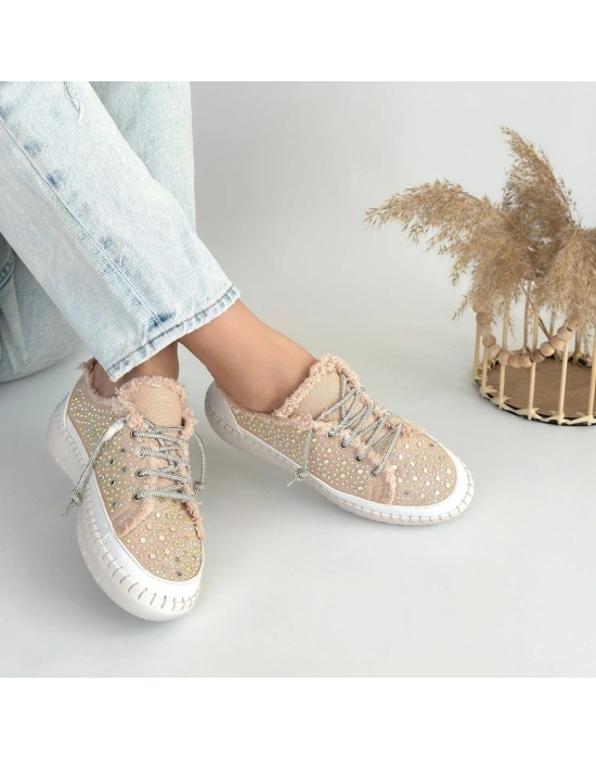 Guji Bej Kot Bağcıklı Kadın Spor Ayakkabı