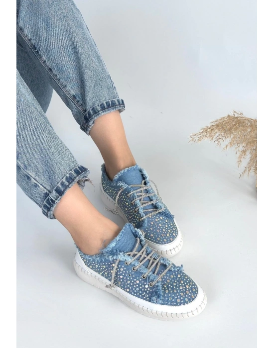 Guji Mavi Kot Bağcıklı Kadın Spor Ayakkabı